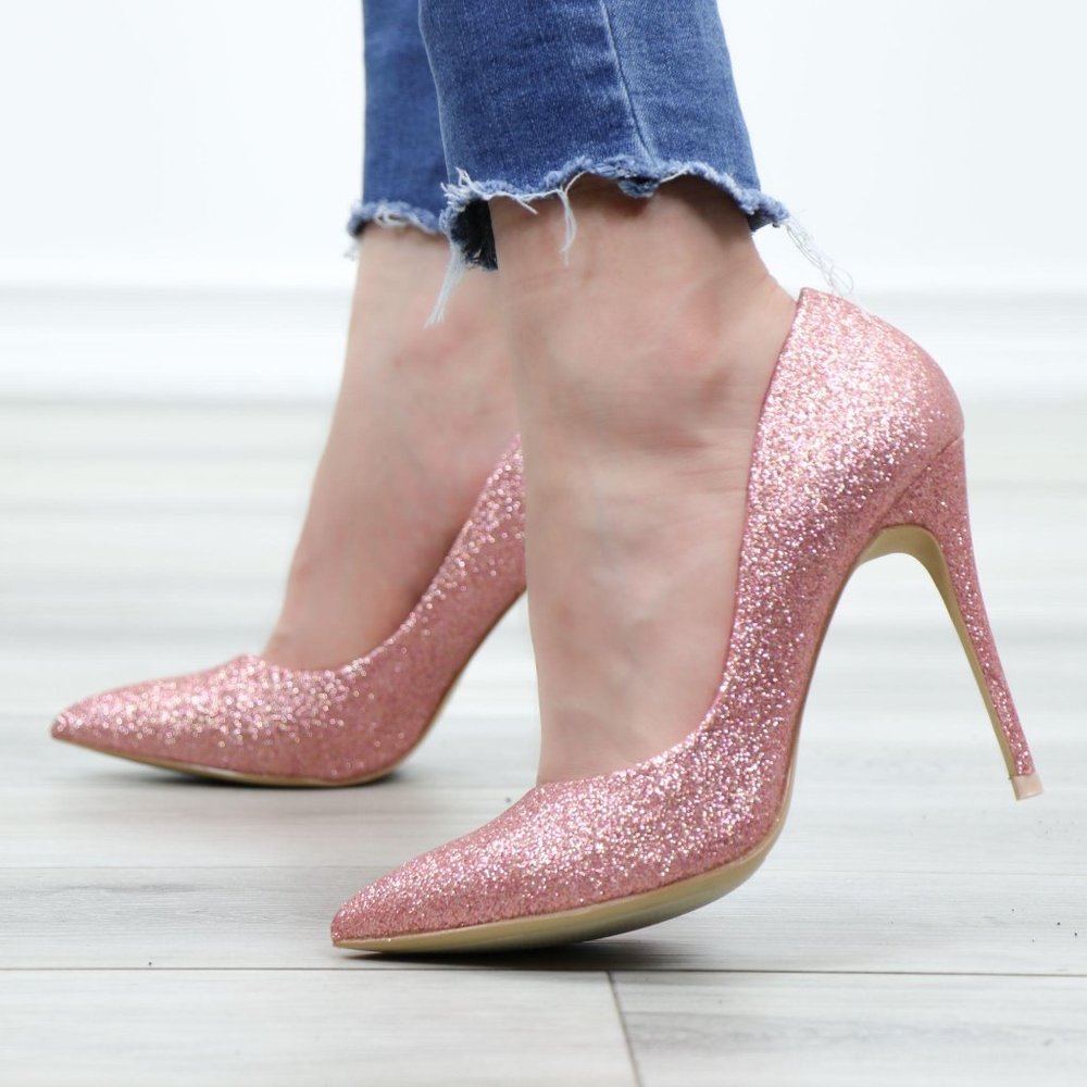 Glitter Pointed Toe High Heel Wedding Party Pumps - Picture 15 of 15